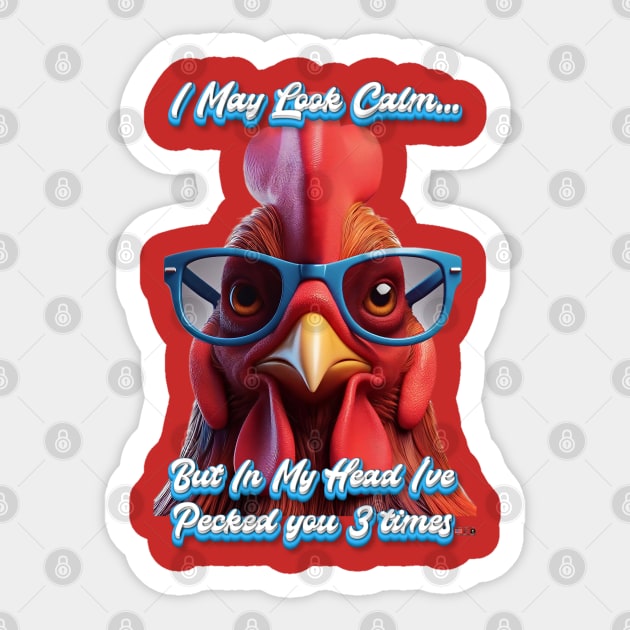 Rooster Pecked 3 Times by focusln Sticker by Darn Doggie Club by focusln